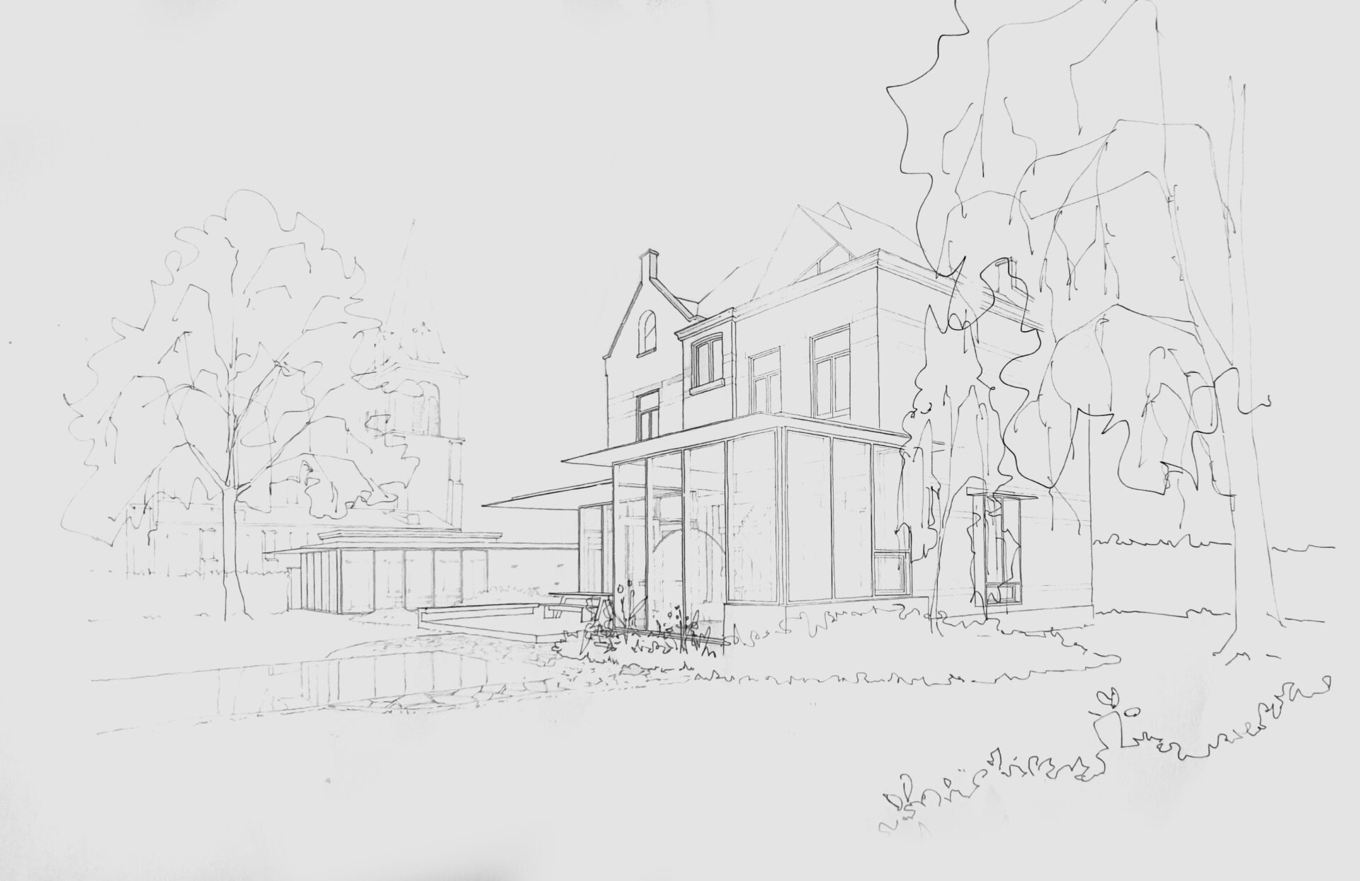 Exterior illustration Graux & Baeyens Architects